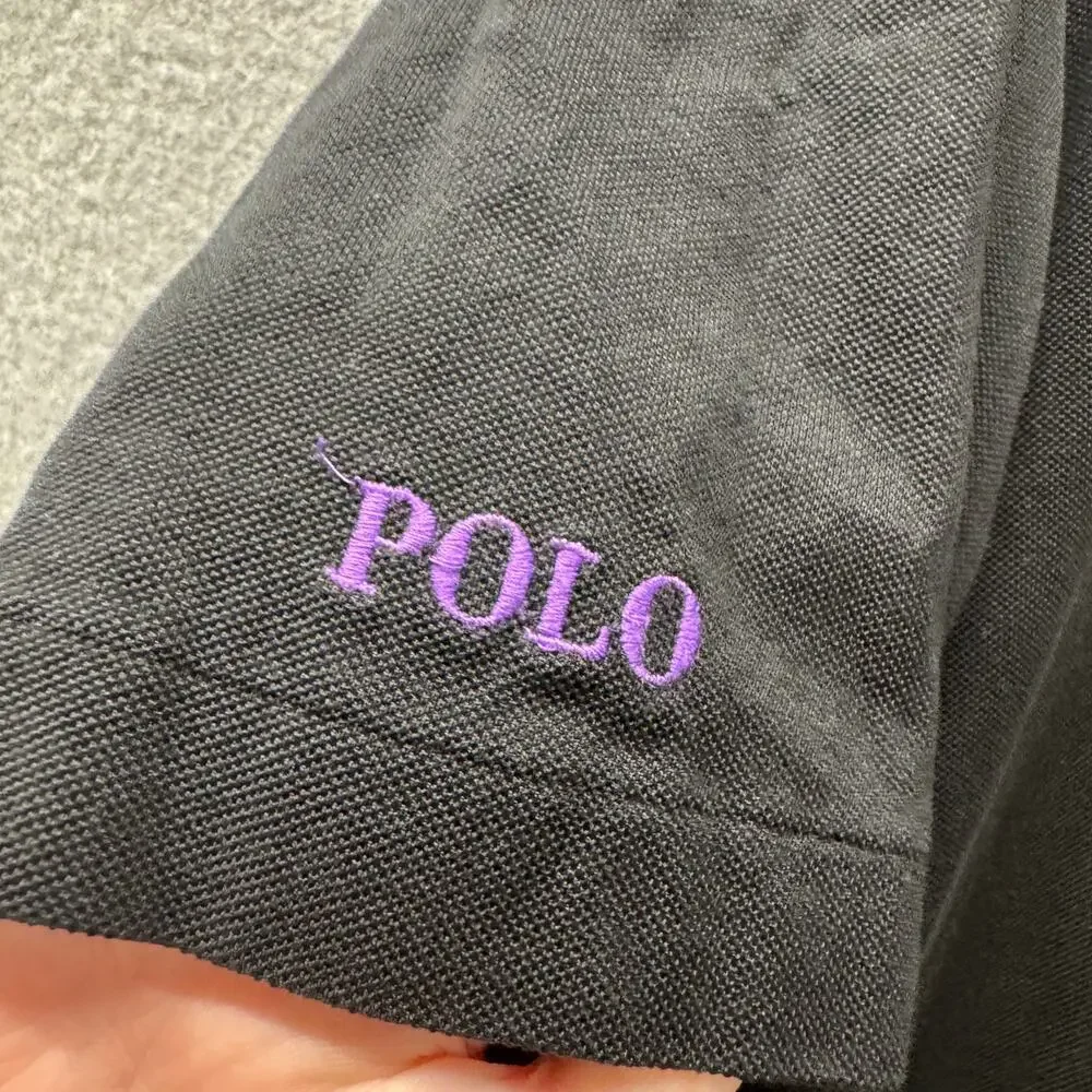 Ralph Lauren Polo Golf Mens Large‎ Black Purple Pony Pima Cotton Short Sleeve